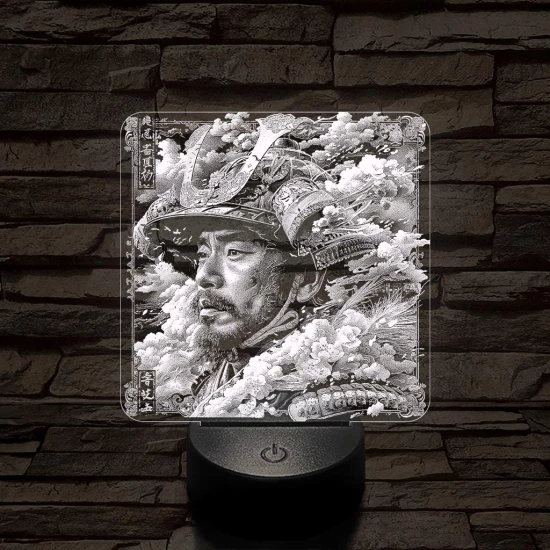 Szamuráj legenda 7 színű, valósághűen gravírozott 3D led lámpa