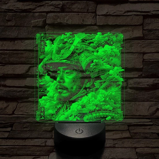 Szamuráj legenda 7 színű, valósághűen gravírozott 3D led lámpa