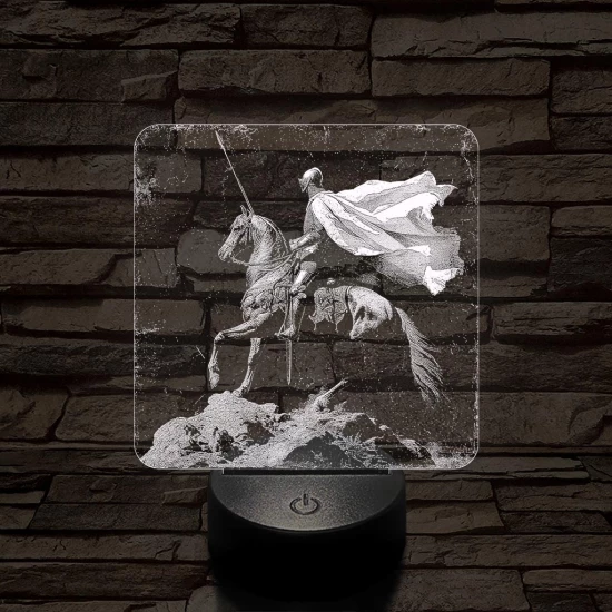 Délceg lovag 7 színű, valósághűen gravírozott 3D led lámpa