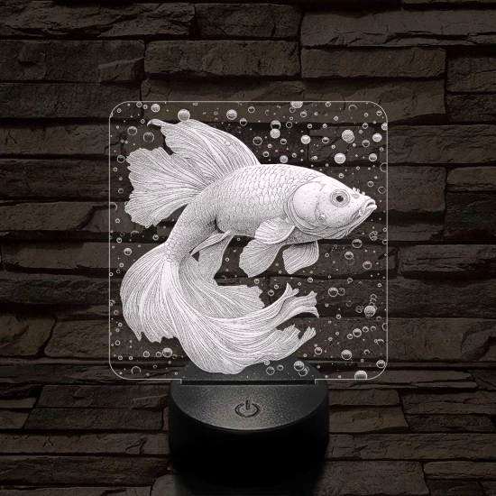 Vörös guppi hal 7 színű valósághű 3D led lámpa
