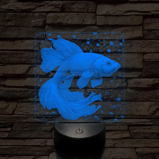 Vörös guppi hal 7 színű valósághű 3D led lámpa
