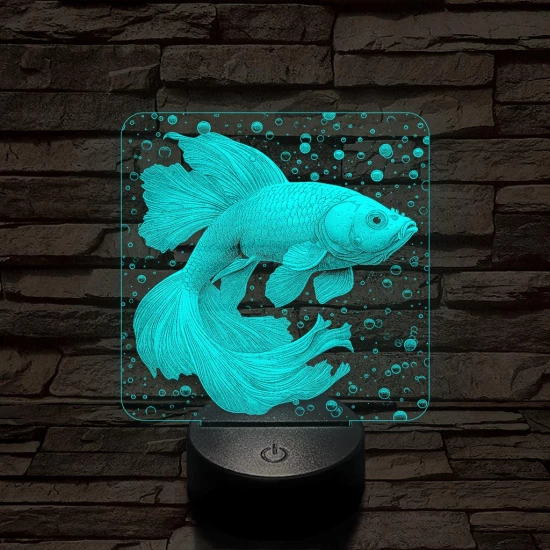 Vörös guppi hal 7 színű valósághű 3D led lámpa
