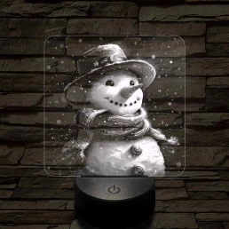 Cuki hóember 7 színű valósághű 3D led lámpa