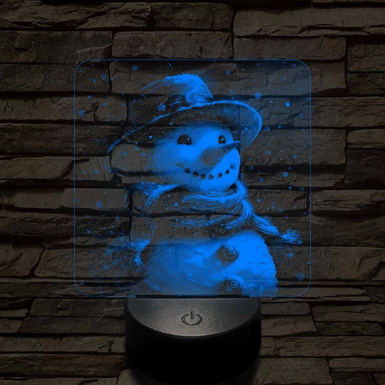 Cuki hóember 7 színű valósághű 3D led lámpa