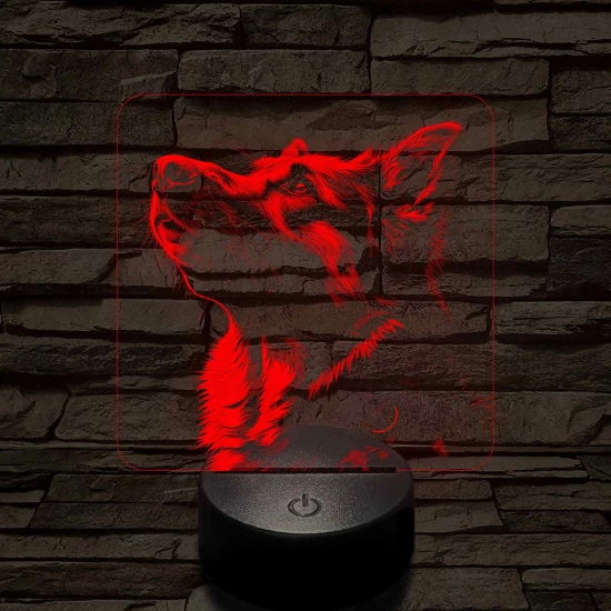 Német juhászkutya portré 7 színű valósághű 3D led lámpa