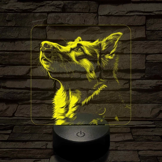 Német juhászkutya portré 7 színű valósághű 3D led lámpa