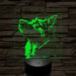 Német juhászkutya portré 7 színű valósághű 3D led lámpa
