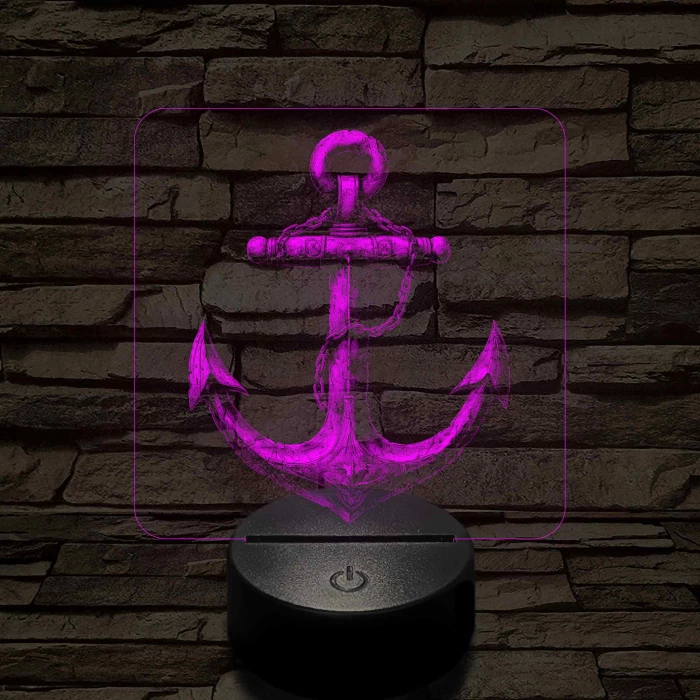 Acél horgony 7 színű valósághű 3D led lámpa
