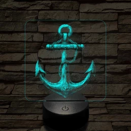 Acél horgony 7 színű valósághű 3D led lámpa