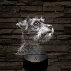 Törpe schnauzer portré 7 színű valósághű 3D led lámpa