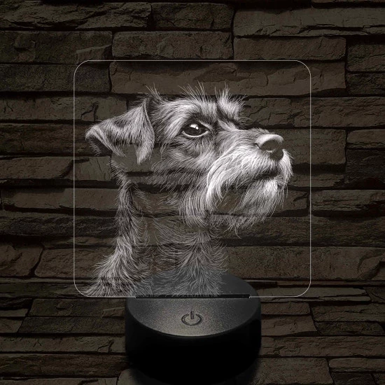Törpe schnauzer portré 7 színű valósághű 3D led lámpa