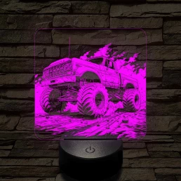 Monster Truck 7 színű valósághű 3D led lámpa