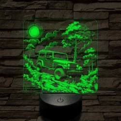 Jeep terepjáró 7 színű valósághű 3D led lámpa