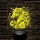 Unikornis virágokkal 7 színű valósághű 3D led lámpa