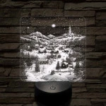 Meghitt falu a hóesésben 7 színű valósághű 3D led lámpa