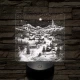 Meghitt falu a hóesésben 7 színű valósághű 3D led lámpa