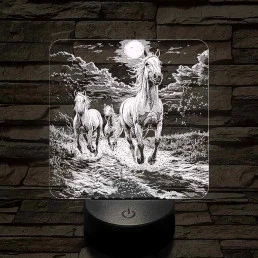 Vizen vágtázó lovak 7 színű valósághű 3D led lámpa