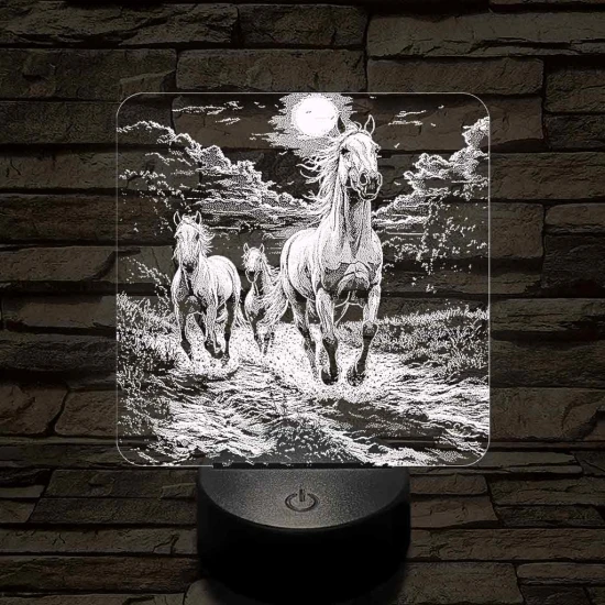 Vizen vágtázó lovak 7 színű valósághű 3D led lámpa