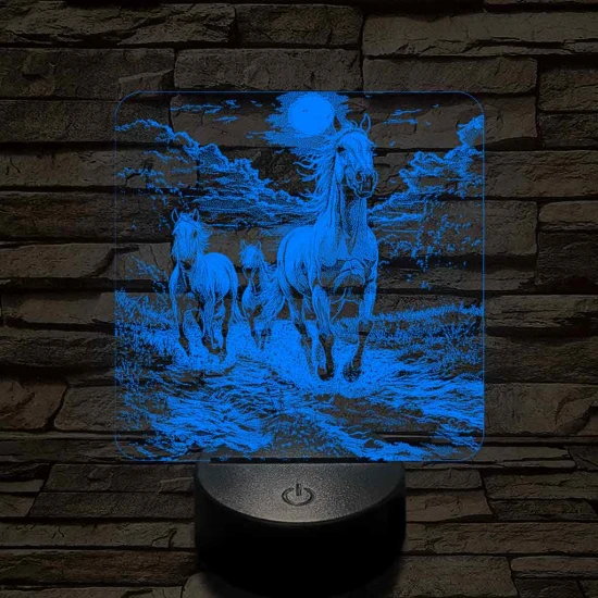 Vizen vágtázó lovak 7 színű valósághű 3D led lámpa