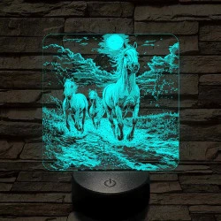 Vizen vágtázó lovak 7 színű valósághű 3D led lámpa
