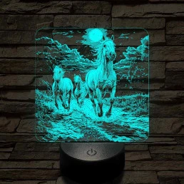 Vizen vágtázó lovak 7 színű valósághű 3D led lámpa