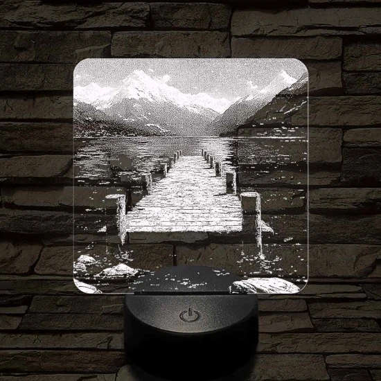 Stég a hegyekben 7 színű valósághű 3D led lámpa