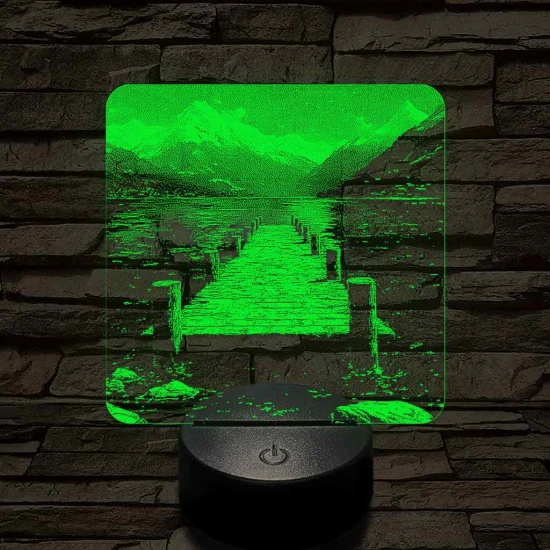 Stég a hegyekben 7 színű valósághű 3D led lámpa