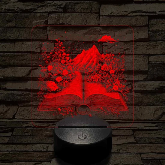 Életre kelt regény 7 színű valósághű 3D led lámpa