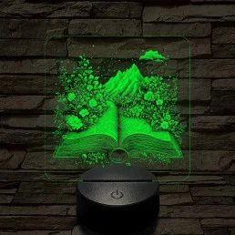 Életre kelt regény 7 színű valósághű 3D led lámpa