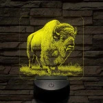 Tiszteletet parancsoló bölény 7 színű valósághű 3D led lámpa