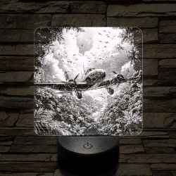 Felderítő repülőgép a Dzsungelben 7 színű valósághű 3D led lámpa