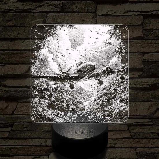 Felderítő repülőgép a Dzsungelben 7 színű valósághű 3D led lámpa