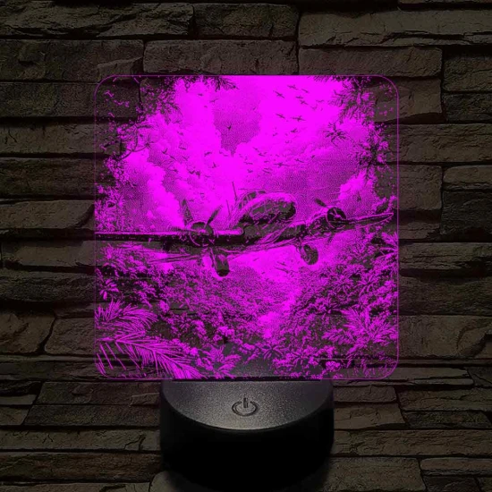 Felderítő repülőgép a Dzsungelben 7 színű valósághű 3D led lámpa