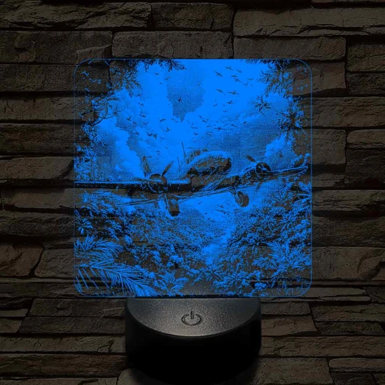 Felderítő repülőgép a Dzsungelben 7 színű valósághű 3D led lámpa