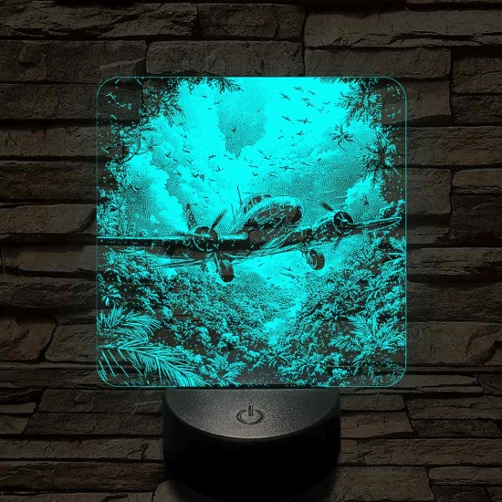 Felderítő repülőgép a Dzsungelben 7 színű valósághű 3D led lámpa