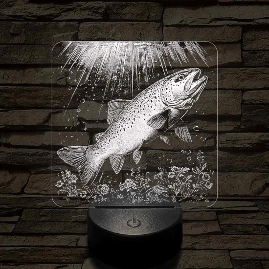 Foltos pisztránghal 7 színű valósághű 3D led lámpa