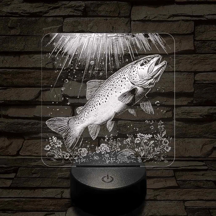Foltos pisztránghal 7 színű valósághű 3D led lámpa