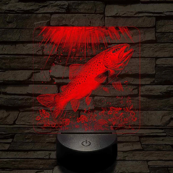 Foltos pisztránghal 7 színű valósághű 3D led lámpa