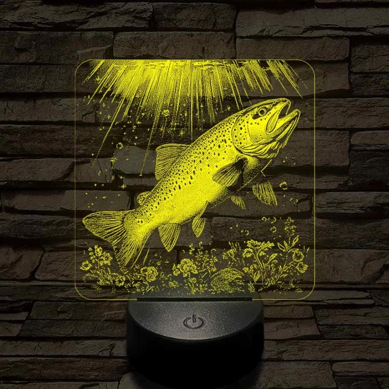 Foltos pisztránghal 7 színű valósághű 3D led lámpa