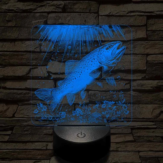 Foltos pisztránghal 7 színű valósághű 3D led lámpa