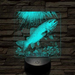 Foltos pisztránghal 7 színű valósághű 3D led lámpa