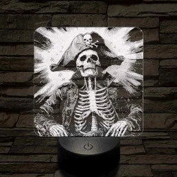 Élőholt kalózkapitány 7 színű valósághű 3D led lámpa