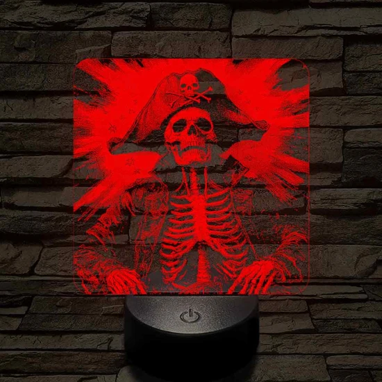 Élőholt kalózkapitány 7 színű valósághű 3D led lámpa