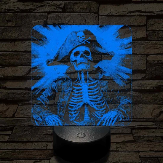 Élőholt kalózkapitány 7 színű valósághű 3D led lámpa