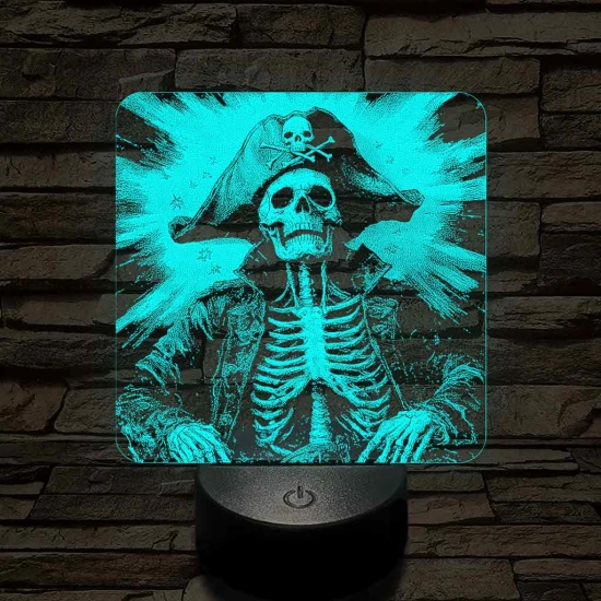 Élőholt kalózkapitány 7 színű valósághű 3D led lámpa