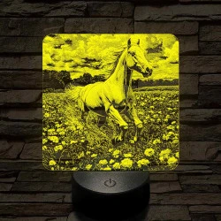 Virágok közt vágtató ló 7 színű valósághű 3D led lámpa