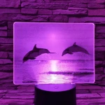 Delfinek a naplementében 7 színű valósághű 3D led lámpa