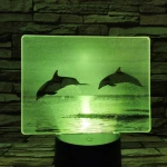 Delfinek a naplementében 7 színű valósághű 3D led lámpa