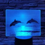 Delfinek a naplementében 7 színű valósághű 3D led lámpa
