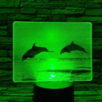 Delfinek a naplementében 7 színű valósághű 3D led lámpa